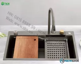 Chậu rửa đơn SUS304 cao cấp nhất thị trường NE7546CS, màu SS, dày 3mm