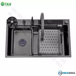 Chậu rửa đơn SUS304 cao cấp nhất thị trường NE7546DB, màu đen NANO, dày 3mm