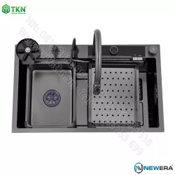 Chậu rửa đơn SUS304 cao cấp nhất thị trường NE7546DB, màu đen NANO, dày 3mm