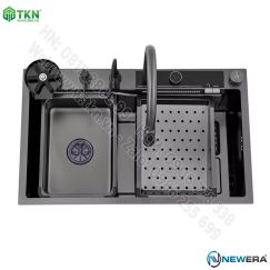 Chậu rửa đơn SUS304 cao cấp nhất thị trường NE7546DS, màu đen NANO, dày 3mm
