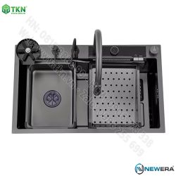 Chậu rửa đơn SUS304 cao cấp nhất thị trường NE7546DS, màu đen NANO, dày 3mm