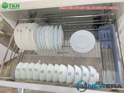 Giá để bát đĩa, xoong nồi NewEra 700mm inox 304 cánh kéo hoặc cánh mở nan dẹt NE689.700L