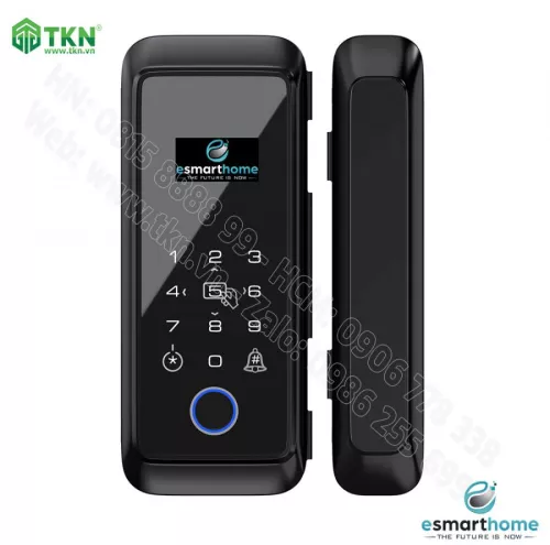 Khoá mobile APP, vân tay, thẻ, mật mã, chìa cơ dùng cho cửa kính 8-12mm ESH99TY220TYESB