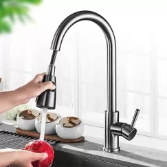 Vòi chậu rửa bát NewEra dây rút inox 304 bóng gương NE99K54P
