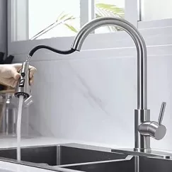Vòi chậu rửa bát NewEra dây rút inox 304 bóng gương NE99K64P