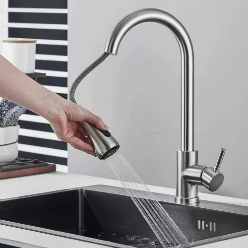 Vòi chậu rửa bát NewEra dây rút inox 304 NE99K64N