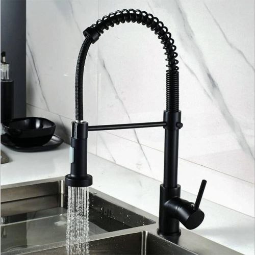 Vòi chậu rửa bát NewEra dây rút inox 304 màu đen NE99K55B