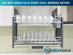 Giá bát nâng hạ di động nan Oval quả trám NewEra 800mm có ống đũa inox 304 NE799.800V