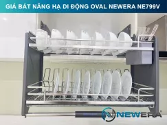 Giá bát nâng hạ di động nan Oval quả trám NewEra 900mm có ống đũa inox 304 NE799.900V