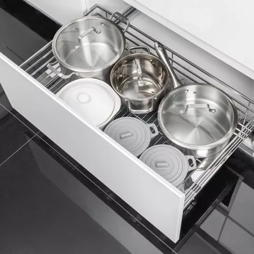 Giá để xoong nồi NewEra 700mm inox 304 cánh kéo hoặc cánh mở nan dẹt NE699.700P