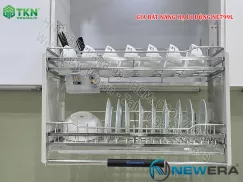 Giá bát nâng hạ NewEra nan dẹt 900mm có ống đũa inox 304 NE799.900L