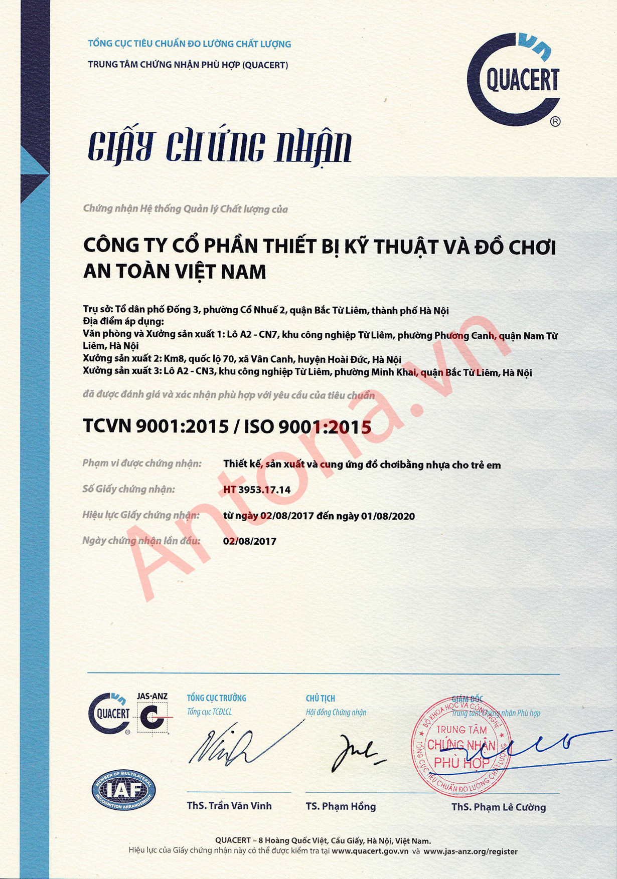 Giấy chứng nhận ISO 9001:2015