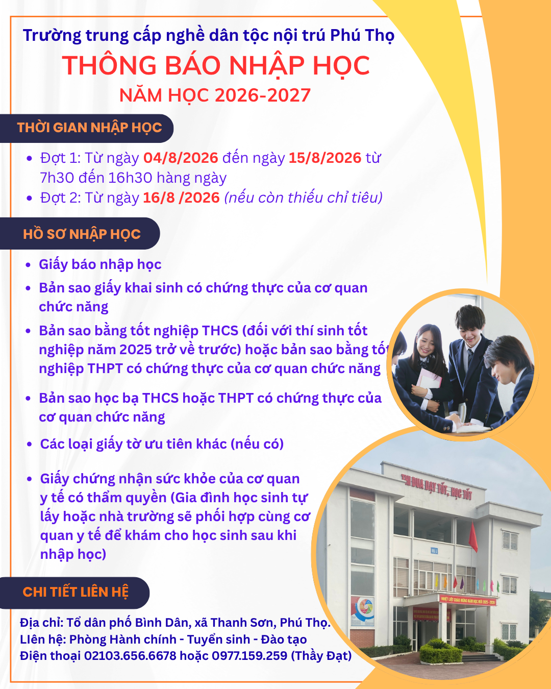Thông báo nhập học