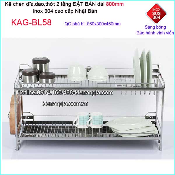 Kệ chén dĩa dao thớt đặt bàn 2 tầng KAG-BL58