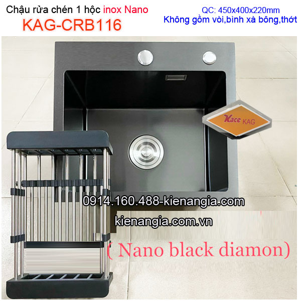 KAG-CRB116-Chau-rua-chen-1-hoc-4540-Nano-den-inox-304-KAG-CRB116