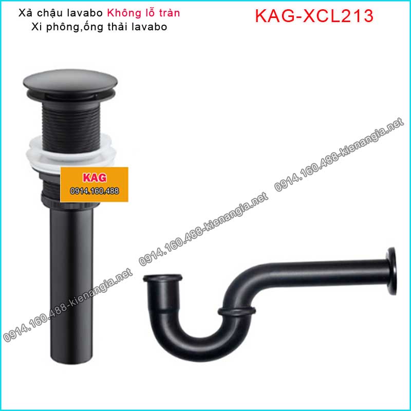 Xả kiếng,xả chậu lavabo Không lỗ tràn ĐEN KAG-XCL213