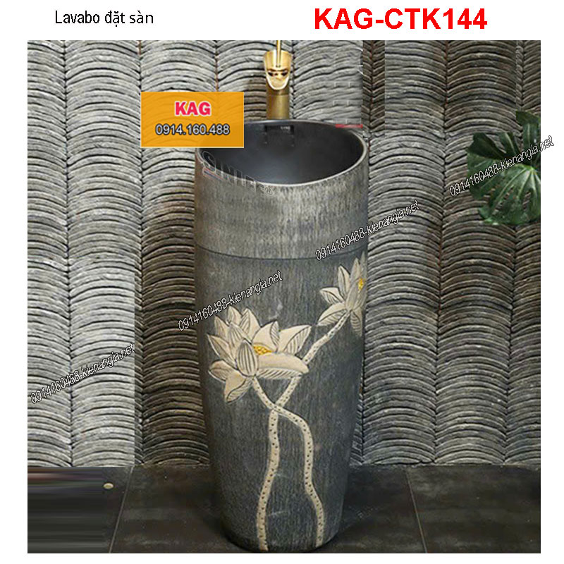 Chậu lavabo sân vườn  Đặt sàn hoa văn KAG-CTK144