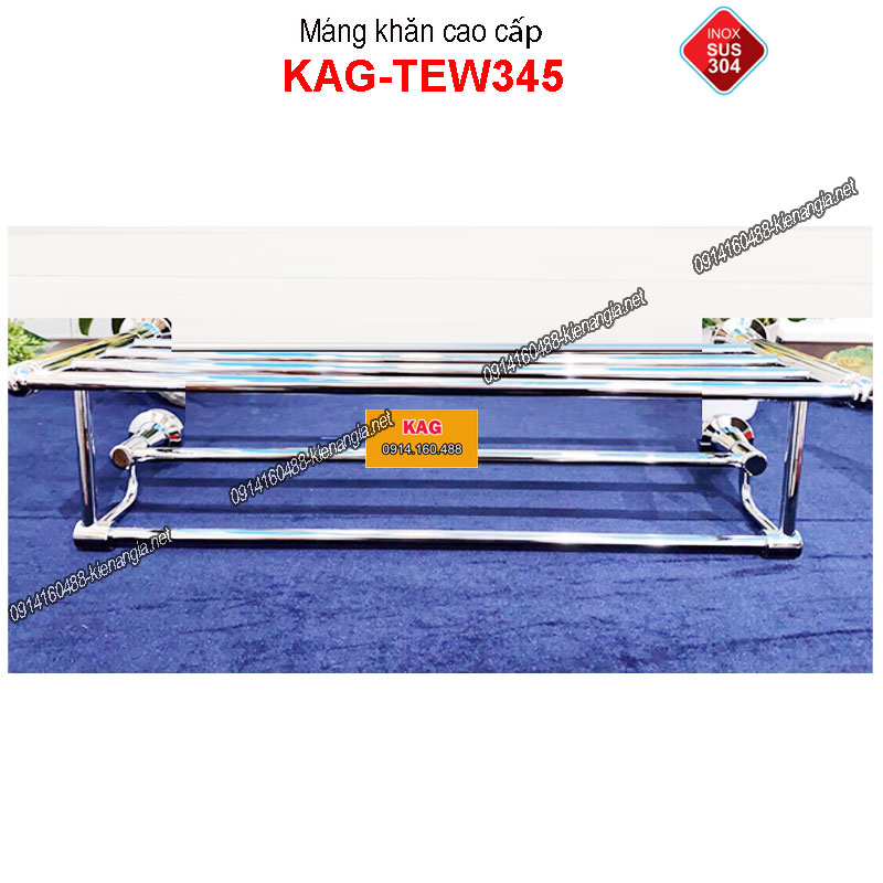 Kệ treo khăn,máng khăn tầng inox bóng KAG-TEW345