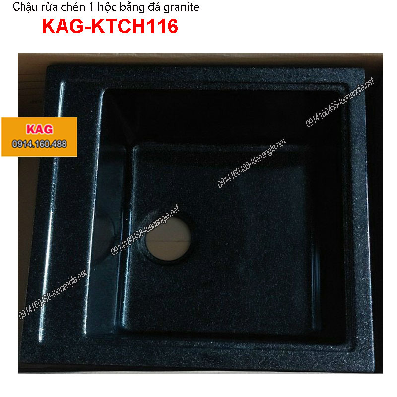 Chậu rửa chén đá granite 1 hộc đen KAG-KTCH116