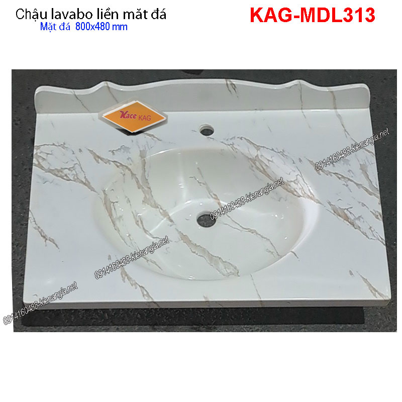 Chậu lavabo tràn viền mặt đá sứ cảm thạch  80x48 KAG-MDL313