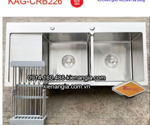 Chậu inox sus304 đúc 2 hộc cánh TRÁI 100X45X24cm KAG CRB226