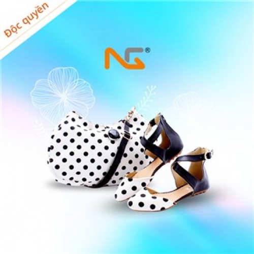 Set Túi xách + Giày cao gót Nguyễn Gia - chấm bi