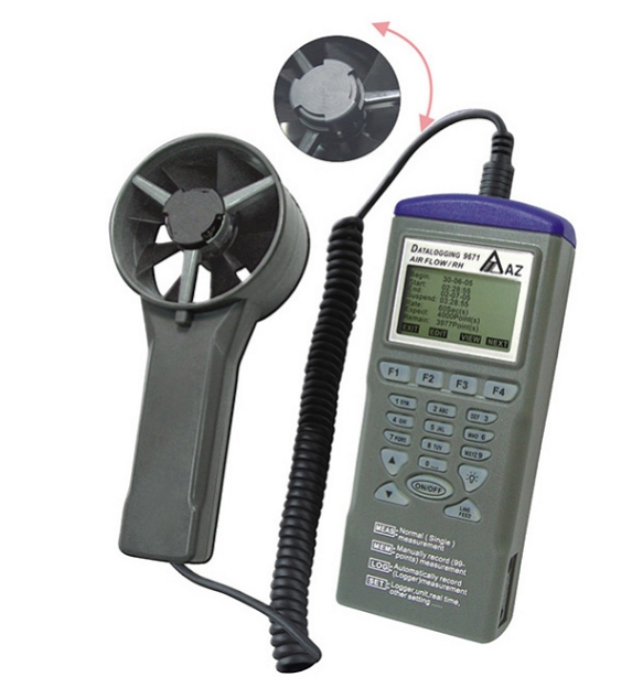 Máy đo tốc độ gió, nhiệt độ và độ ẩm thông minh AZ9671