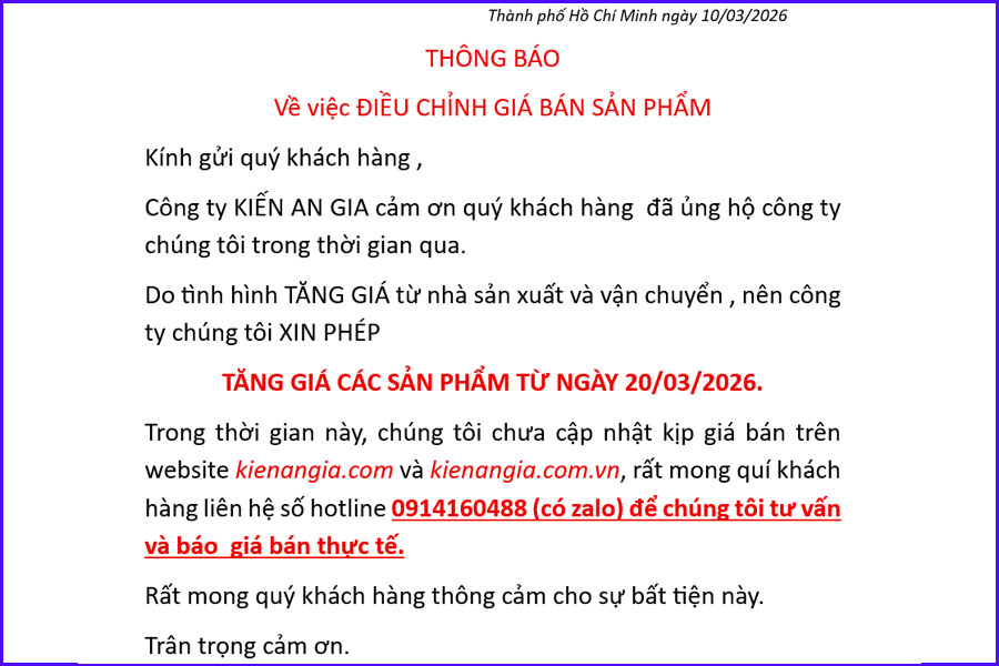 THÔNG BÁO THAY ĐỔI GIÁ BÁN TỪ 20/03/2026
