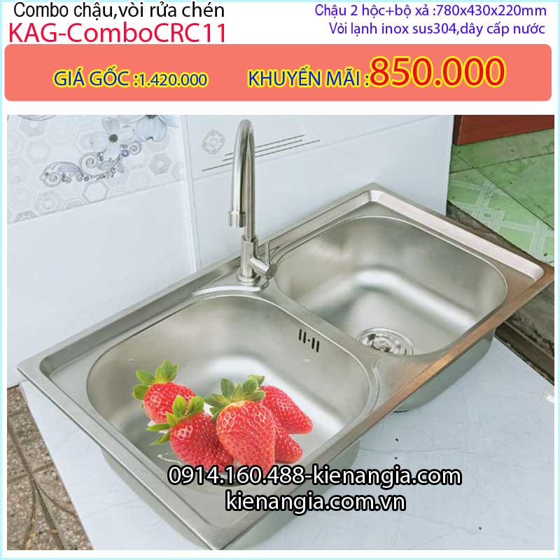 Combo trọn bộ chậu rửa chén và vòi KAG-ComboCRC11