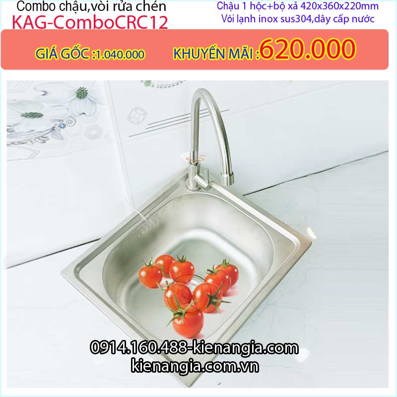 Combo trọn bộ chậu rửa chén và vòi KAG-ComboCRC12