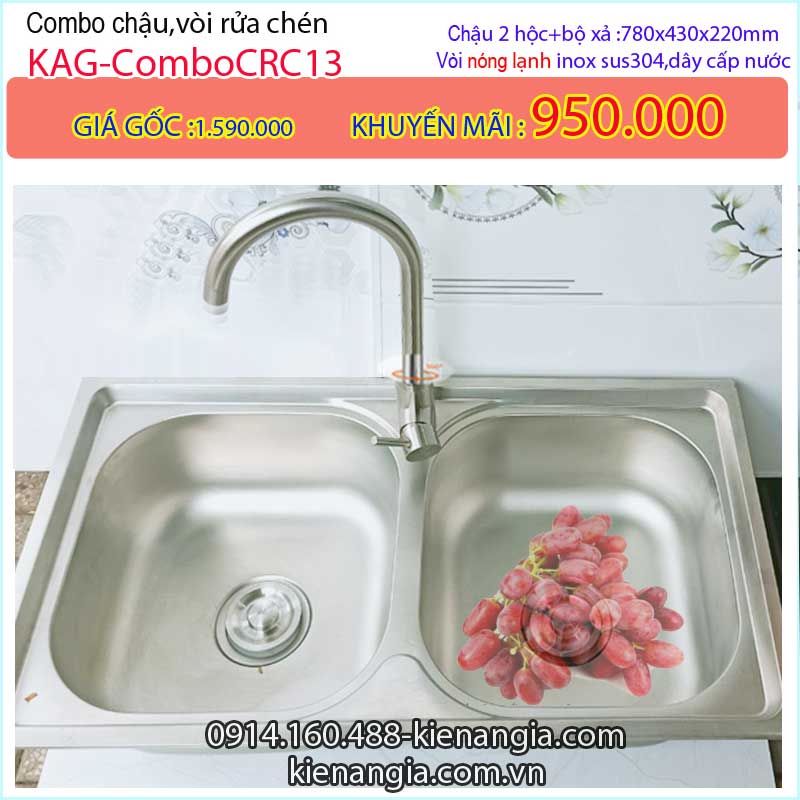 Combo trọn bộ chậu rửa chén và vòi KAG-ComboCRC13