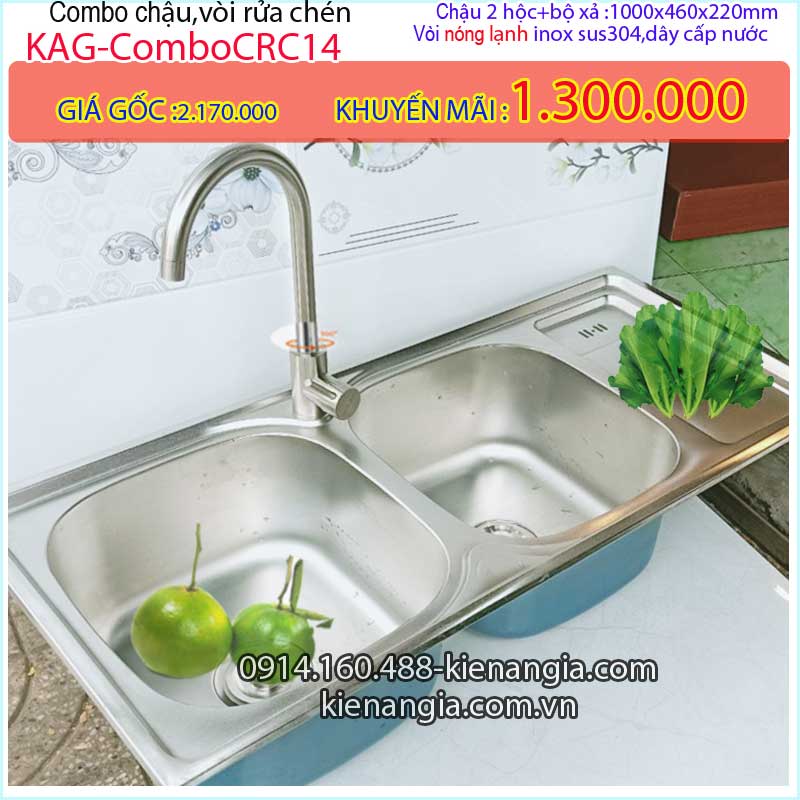 Combo trọn bộ chậu rửa chén và vòi KAG-ComboCRC14