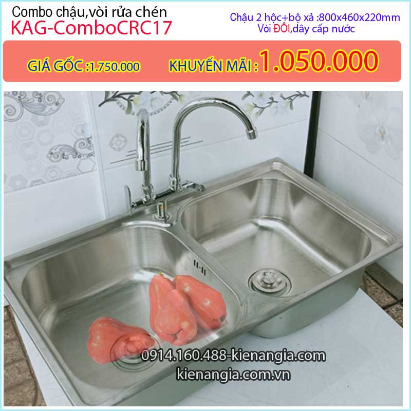 Combo trọn bộ chậu rửa chén và vòi KAG-ComboCRC17