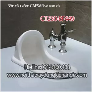 Bồn cầu xổm CAESAR và van xả C1230-BF449