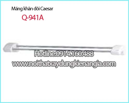 Giá treo khăn đôi inox,để sứ chính hãng CAESAR Q941A