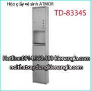 Hộp giấy vệ sinh inox sus304 âm tường ATMOR TD8334S