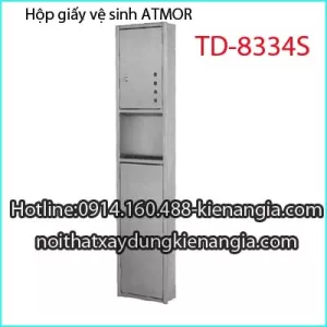 Hộp giấy vệ sinh inox sus304 âm tường ATMOR TD8334S