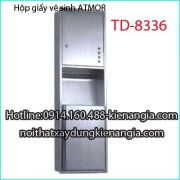 Hộp giấy vệ sinh âm tường inox sus ATMOR TD8336