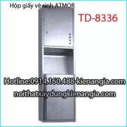 Hộp giấy vệ sinh âm tường inox sus ATMOR TD8336