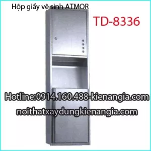 Hộp giấy vệ sinh âm tường inox sus ATMOR TD8336