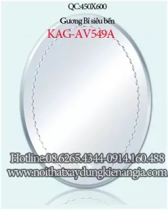 Kính oval viền nổi không ố mờ 450x600 KAG-AV549A