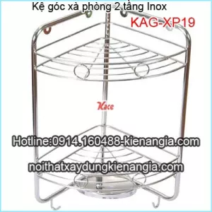 Kệ góc xà phòng 2 tầng giá rẻ bằng inox KAG-XP19