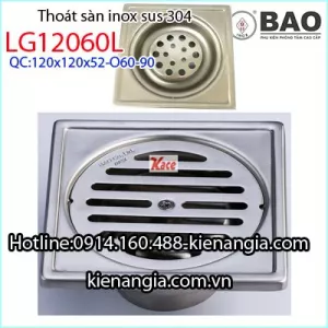 Thoát sàn chống hôi  120x120 Inox BẢO O60-90 LG12060L