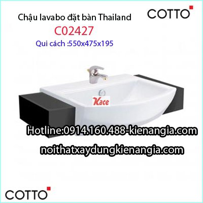 Chậu lavabo đặt bàn Thái Lan Cotto C02427