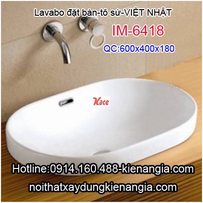 Lavabo đặt bàn,tô sứ Việt Nhật IM-6418
