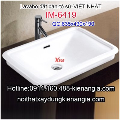 Lavabo đặt bàn,tô sứ Việt Nhật IM-6419