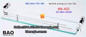 Kệ kính cường lực inox 304 inox Bảo KAG-M4-402