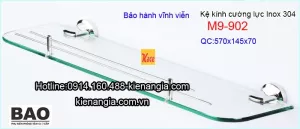 Kệ kiếng cường lực inox Bảo 304 kAG-M9-902