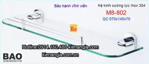 Kệ kiếng cường lực inox  Bảo SUS304 M8-802
