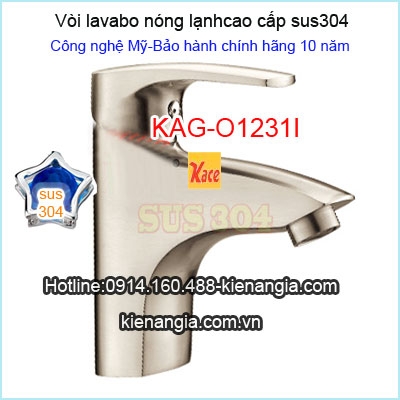 Vòi chậu lavabo inox 304 nóng lạnh KAG-O1231I